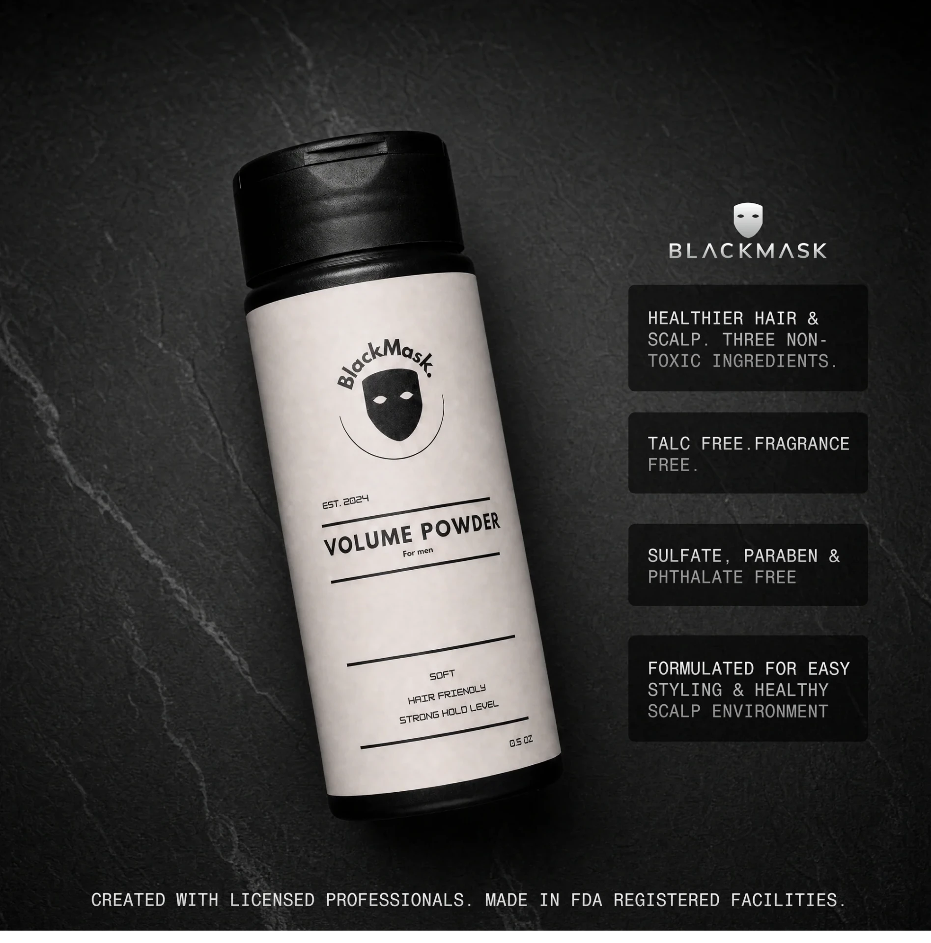 BlackMask Volume Powder with product information