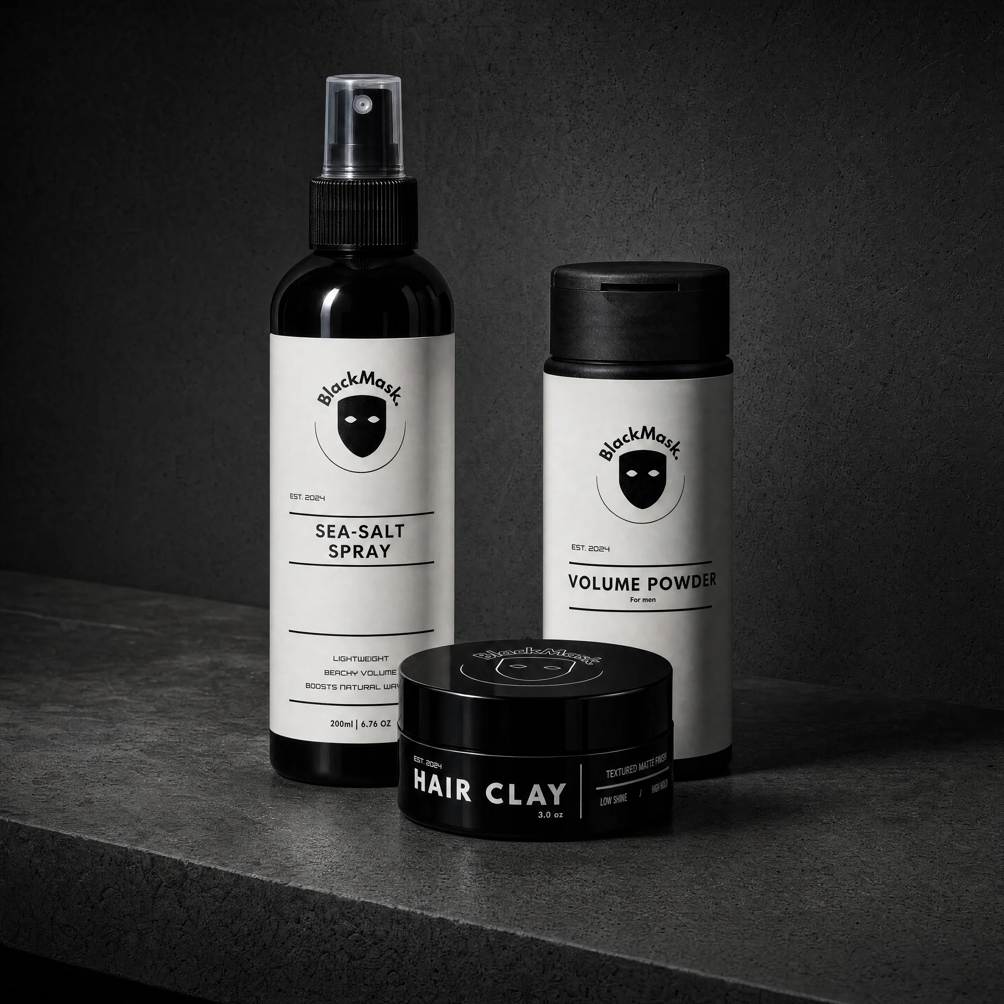 BlackMask Sea Salt Spray, Volume Powder and Hair Clay bundle